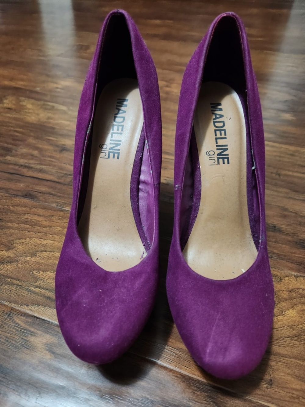 Madeline Plum Suede Round-Toe Pumps